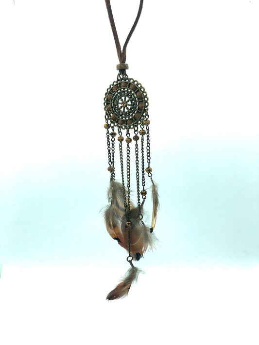 Large Feathered Dream Catcher Necklace - The Western Kings Empire